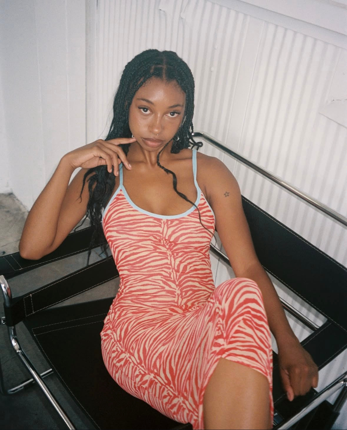 SLIP DRESS - ZEBRA MESH