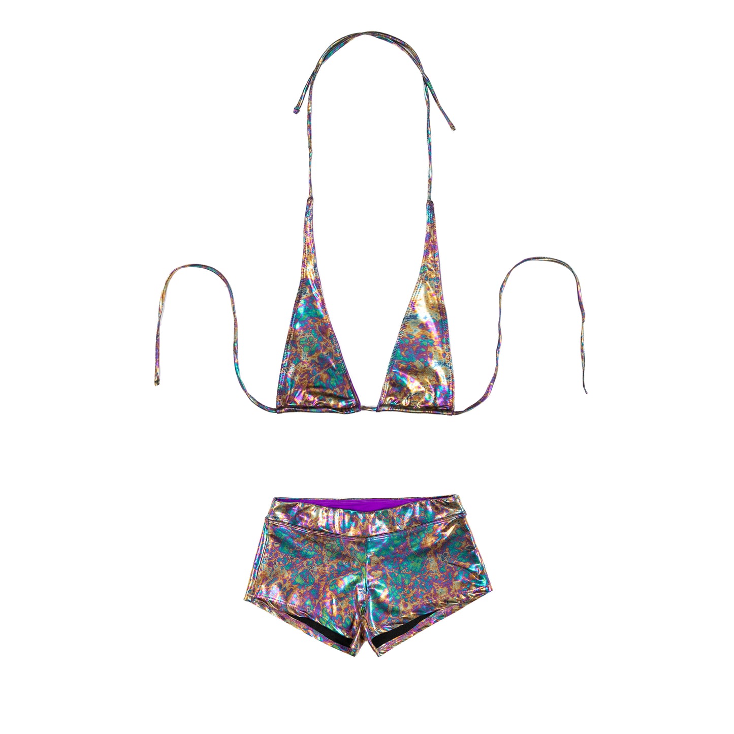 ACID SPILL METALLIC SHORTS SWIMSET